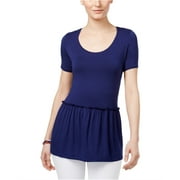 G.H. Bass \u0026 Co. Womens Peplum Basic T-Shirt, Blue, Small